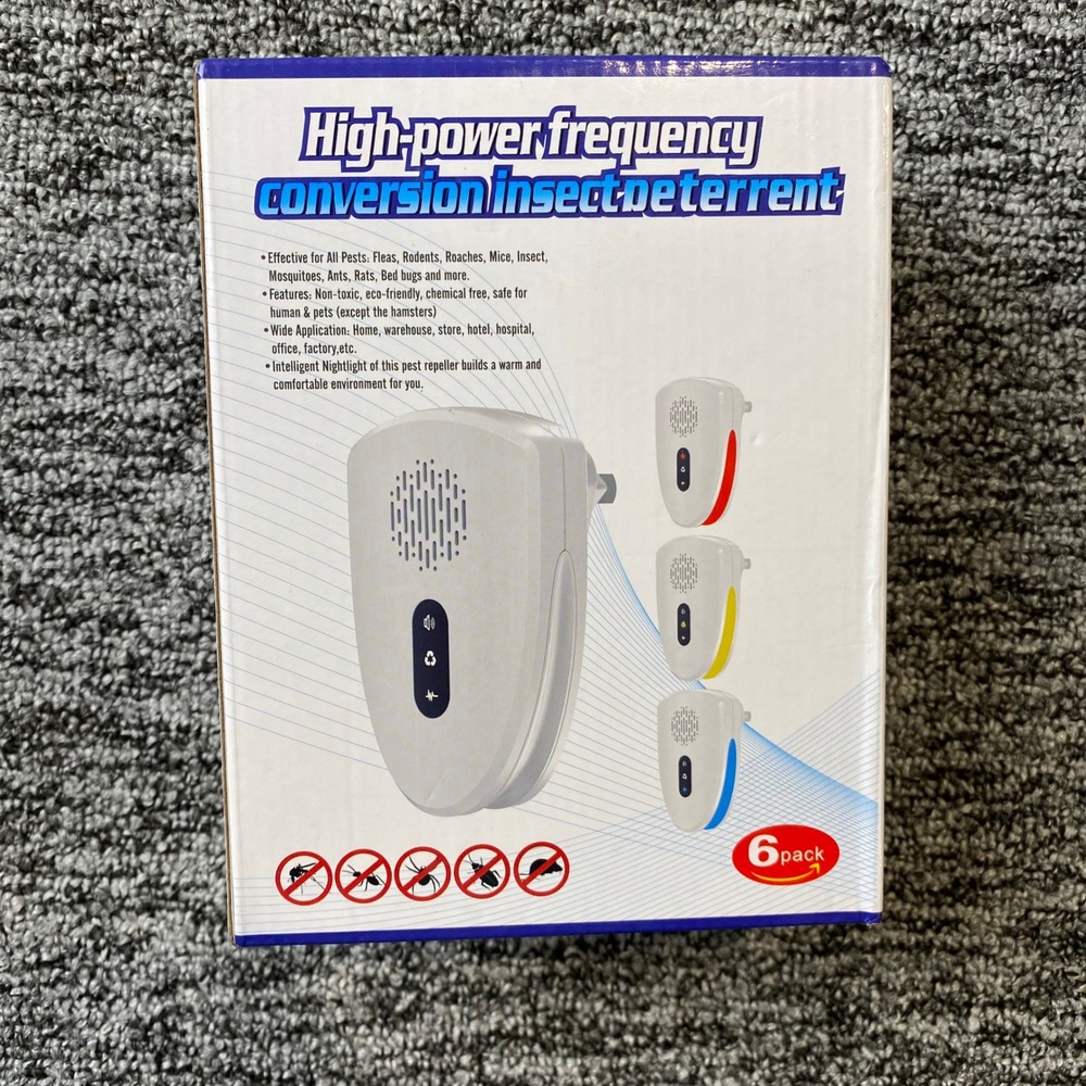 6 Pack Ultrasonic Pest Repeller Plug In Electronic Indoor Mouse Roach Insect